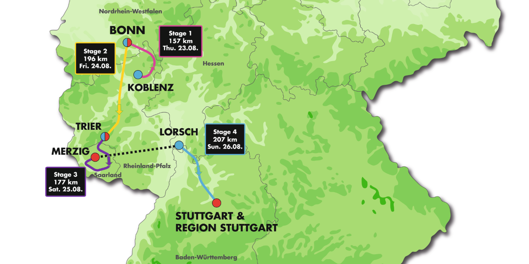 map stages Deutschland Tour 2018